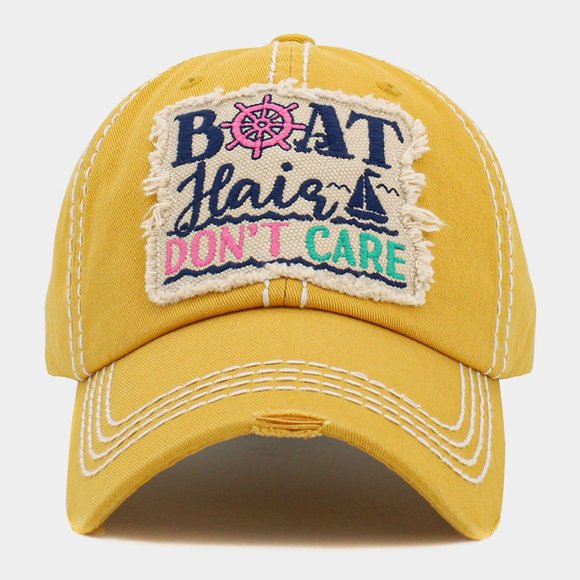 Boat Hair Don't Care Distressed Denim Ball Cap for Ladies, Vintage Hat - Picture 4 of 5